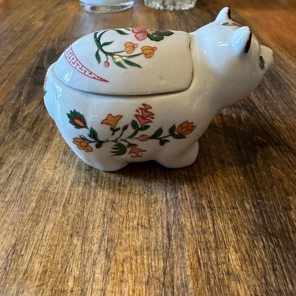 Vintage Panda Hand Painted Floral Ceramic Trinket Box by Prstige - Picture 2 of 8